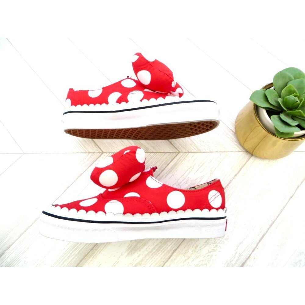 NEW! RARE VANS Disney Minnie Mouse Polka Dots Bow Sneakers Red White SZ 5.5 - Picture 7 of 12